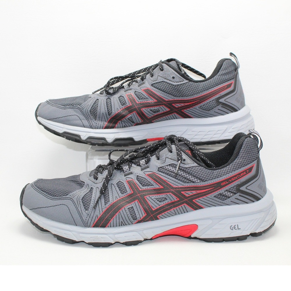 ASICS Gel-Venture 7 Mens Grey Red Trail Running Shoes 1011A561 Extra Wide 14